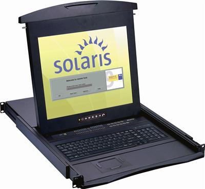 1U 17" Solaris Rackmount Monitor Keyboard Drawer Trackball