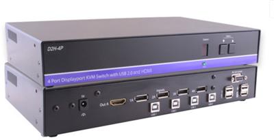 D2H-4P-S 4-Port, Ultra-HD 4K DisplayPort-to-HDMI KVM Switch with USB 2.0 and Full Video Emulation