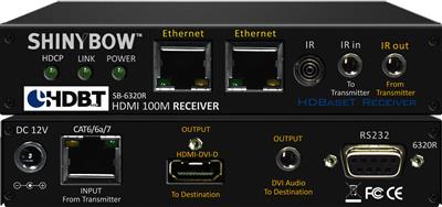 Shinybow SB-6320R HDMI HDBaseT™ RECEIVER up to 330 Feet (100M) (Dual LAN, 2-way IR, RS-232, HDMI & Audio for DVI)