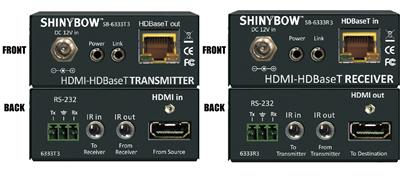 Shinybow SB-6333x3KIT 3-Play HDBaseT™ Tx & RX KIT up to 330 Feet (100M) (2-way IR, RS-232, HDMI) (one retail box)