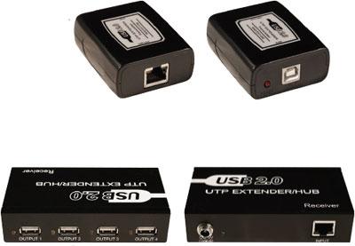 USB 2.0 Extender upto 330ft with 4 Port USB Hub on remote unit