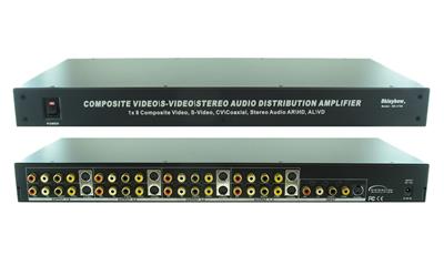 Rackmount Composite/S-Video Splitter Distribution Amplifier with Audio RCA Connectors, 8 Ports