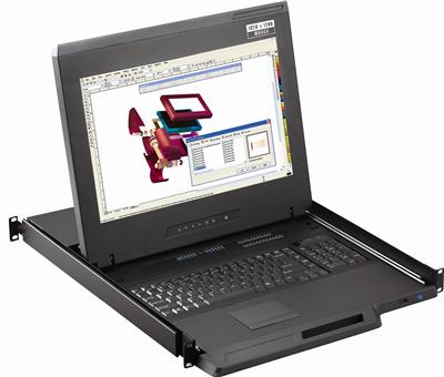 F117-1201Db Cyberview 1U 17" DVI-D 1080p 1920 x 1080 Rackmount Monitor Keyboard with 12 Port DVI KVM Switch Trackball