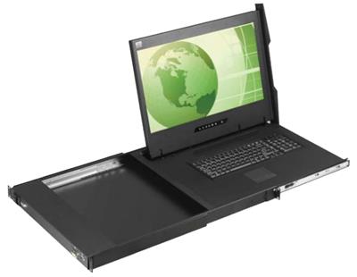 F121-IP802e Cyberview 1U 21" 1080p 1920 x 1080 Rackmount Monitor Keyboard with 8 Port IP USB KVM Switch Touchpad