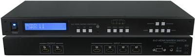 4x2 HDMI Matrix Switch with 3D full EDID Managment Learning RS232 and Infra Red Remote 1U Rackmount