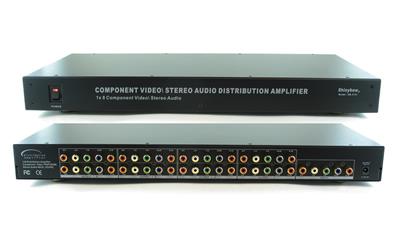 Component Splitter Distribution Amplifier with audio RCA connectors, 8 Ports