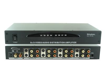S-Video Splitter Distribution Amplifier with Audio and Rackmount Kit, 8 Ports
