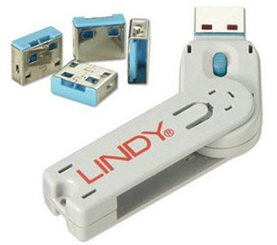 USB Port Blocker - Pack of 4, Color Code: Blue